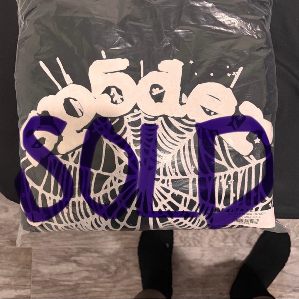 Black Hoodie with White Spider Web Design